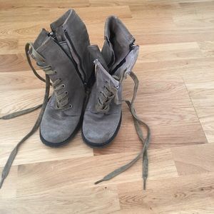 Gray suede boots